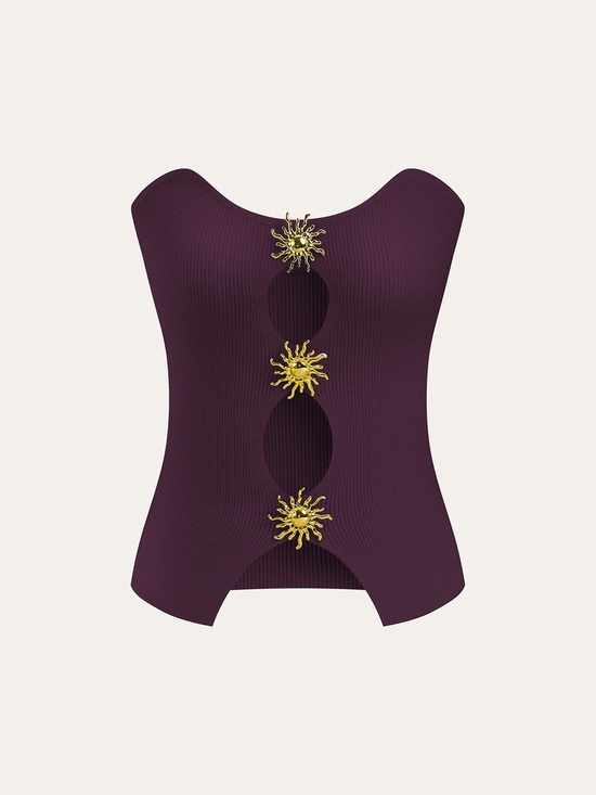 Commense Tops - Commense Metal Cut-Out Knit Sweater Vest